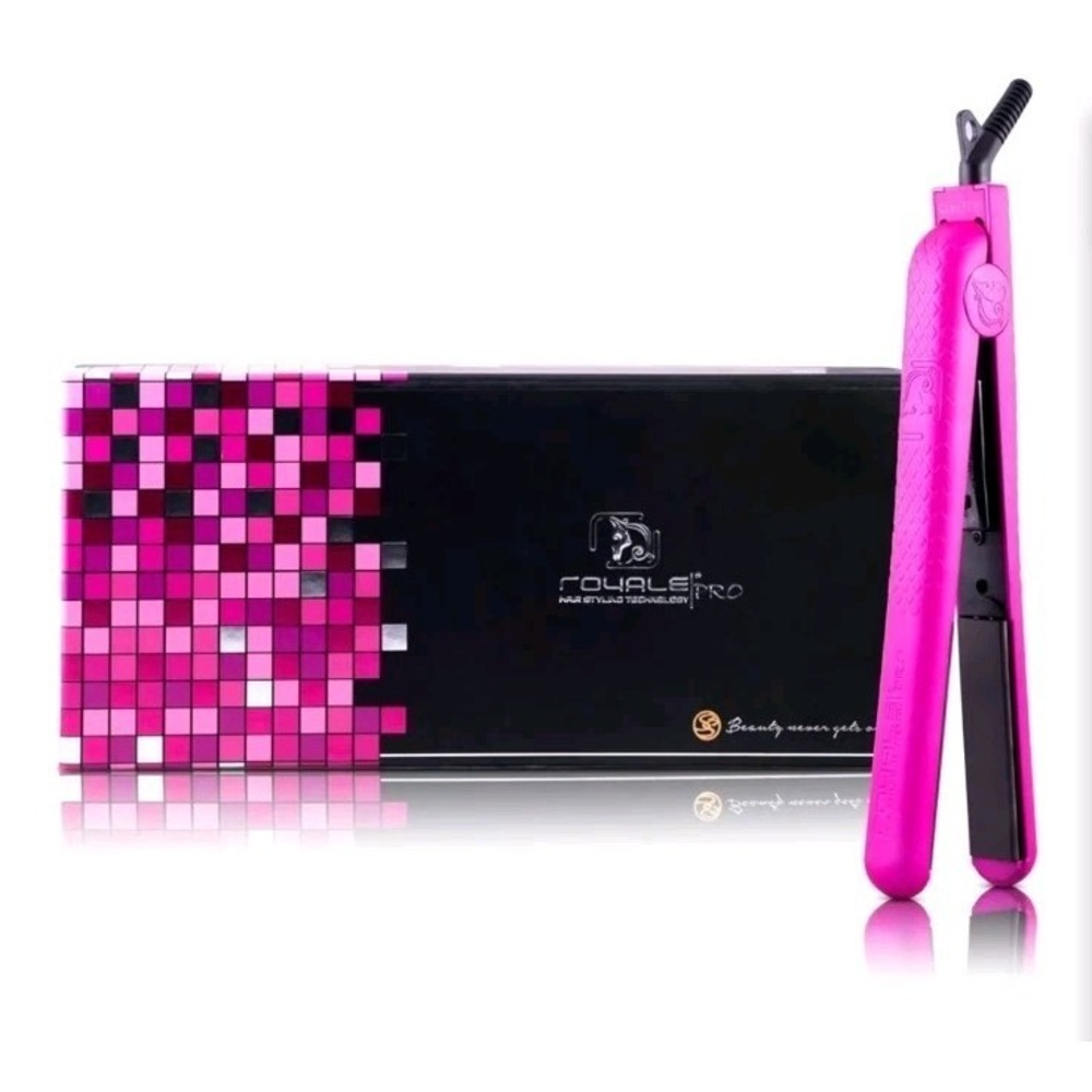 Royale Pro Flat Iron Hair Straightener Hot Pink Ceramic Floating Plate Sealed